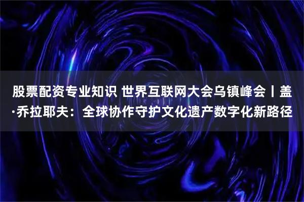 股票配资专业知识 世界互联网大会乌镇峰会丨盖·乔拉耶夫：全球协作守护文化遗产数字化新路径